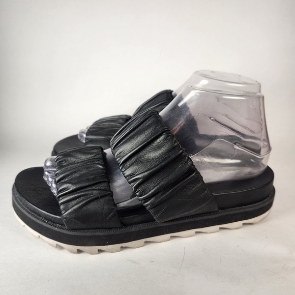 SOREL Women's Roaming Two Strap Sandal Size 8.5 Black Leather Slip On Shoe - Picture 9 of 11